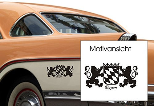 blattwerk-design Bayern - Wappen, Autoaufkleber, KFZ-Aufkleber, Bayern, Bavaria - Größe ca. 300 mm x 150 mm (M070 Schwarz)