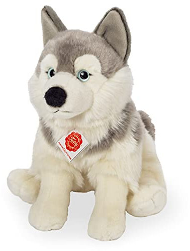 Teddy Hermann 92729 Hund Husky 29 cm, Kuscheltier, Plüschtier mit recycelter Füllung