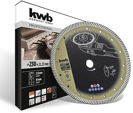 kwb AGGRESSO-FLEX® Gold-Line Diamanttrennscheibe ø 230 mit gesintertem Turborand, 22,23 mm Bohrung, hoher Lebensdauer und 9 Nebenlöchern