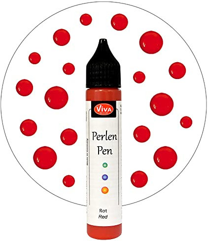 Viva Decor Perlen Pen (Rouge, 28ml) - Stylo à Perles 3D - marqueur Textile pour Peindre des T Shirt ou des Textiles - Peinture décorative - Stylo à Perles 3D - Fabriqué en Allemagne