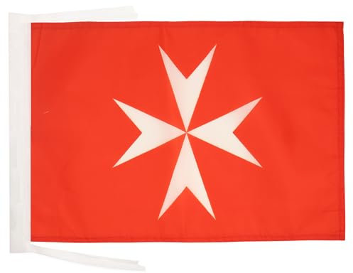 AZ FLAG - Flagge Geschichte des Johanniterordens Tätigkeit - 45x30 cm Mit Kordel - Malta Orden Fahne 30 x 45 cm - Flaggen