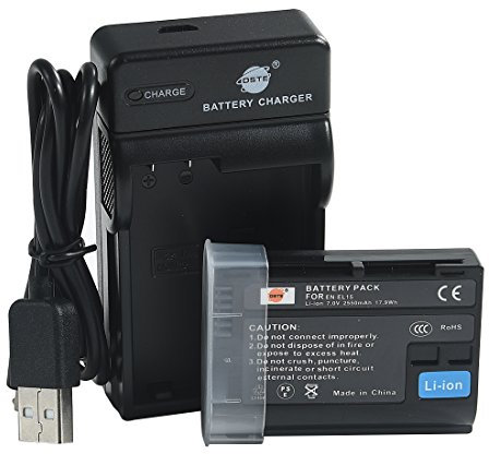 DSTE EN-EL15 Li-ION Batterie et Chargeur USB Compatible pour Nikon D500 D600 D610 D750 D800 D800E D810A D850 D7000 D7100 D7200