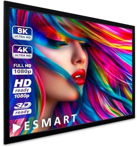 ESMART Profesional MIRALE Pantalla de proyecteur Marco 244 x 137 cm (110) 16:9 | Proyector de Cine en casa Pantalla de proyección Marco Pantalla LCD LED