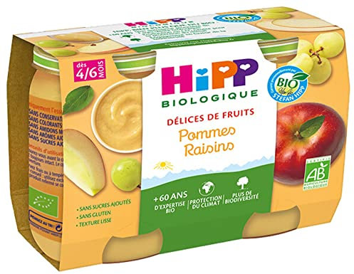 HiPP - Petit pot Fruits : Pommes-Raisins - dès 4 mois