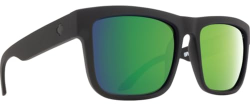 Spy Optic Discord, Square Sunglasses, Color and Contrast Enhancing Lenses, Matte Black - HD Plus Bronze with Green Spectra Mirror Polarize Lenses