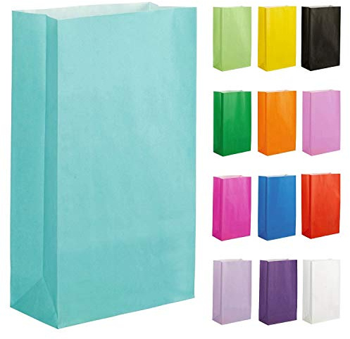 Thepaperbagstore 40 Light Blue Paper Bags 14x24.5x7cm Gift & Sweet Bags | Strong recyclable kraft paper bags ideal for party favours, sweets, gifts, treats and special events