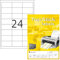 TopStick 8736 Universal Etiketten, 100 Blatt, 64,6 x 33,8 mm, 24 pro A4 Bogen, 2400 Stück, selbstklebend, bedruckbar, matt, blanko Papier Klebeetiketten Aufkleber, weiß