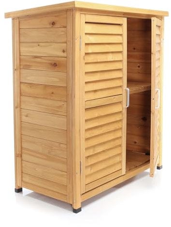 Wiltec Abri de Jardin – 870 x 465 x 916 mm – en Bois d’Épicéa – avec 2 Portes – Cabane Remise pour Rangement Outils pour Jardin, Terrasse & Balcon