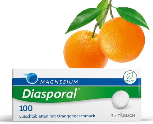 Magnesium-Diasporal 100 mg Lutschtabletten | Mit Magnesiumcitrat | Milder Orangengeschmack | Vegan, glutenfrei und laktosefrei | Bei Magnesiummangel und Muskelkrämpfen | 50 Stück