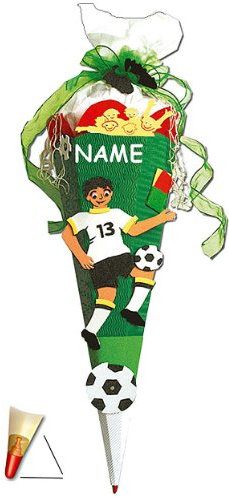 BASTELSET Schultüte - Fußball 50 cm - incl. Namen - Zuckertüte Roth - ALLE Größen - 6 eckig Fußballer Fussball Sport Jungen