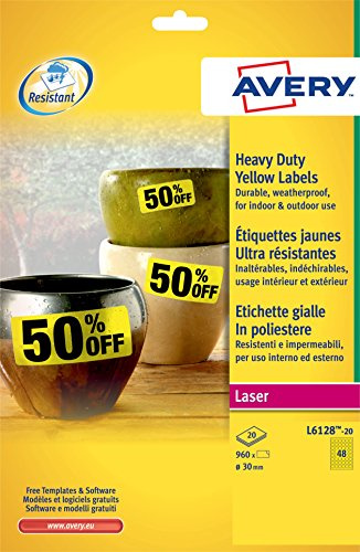 AVERY Zweckform Italien L6 Etiketten aus Polyester Diametro 30 mm gelb
