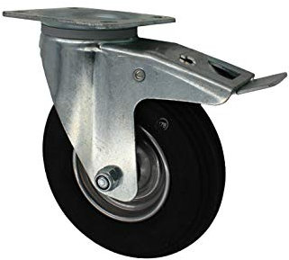 200 mm Luftberefte Transportrolle als Lenkrolle mit Totallfeststeller TK 75 kg