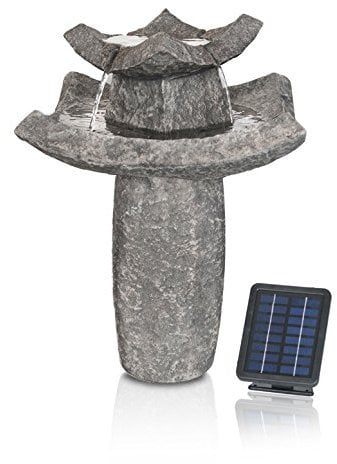 Primrose 62cm Solar Powered 2 Tier Pavillion Bird Bath Water Feature Outdoor Garden Cascade Fountain