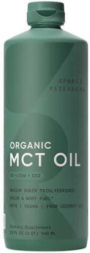 Sports Research Mct Oil Derived Only from Coconut Oil - 32Oz | Brain & Body Fuel | Great in Keto Coffee & Protein Shakes | Vegan, Keto, Non-GMO - 63 Servings