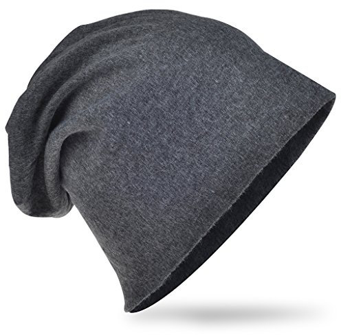 Miobo Jersey Slouch Beanie Unisex Herren Damen Mütze Trend Anthrazit-L