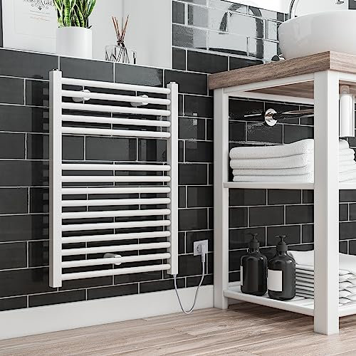 Der Renovierungsprofi Handtuchwärmer Toskana, elektrisch mit Heizstab, 70 x 50 cm, alpin-weiß, Heizpatrone mit Kabel und Schuko-Stecker, Handtuchhalter-Funktion
