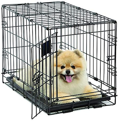 MidWest Homes for Pets Life Stages Modell 1622 Hundebox, sehr klein, Einzeltür, faltbar, Metall, 58 cm lang, mit Trenneinsatz, Bodenschutz, auslaufsicherer Wanne, für sehr kleine Hunde, schwarz