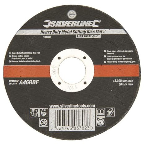 Silverline 103662 Robuste Metallschlitzscheibe, flach 115 x 1,2 x 22,23 mm