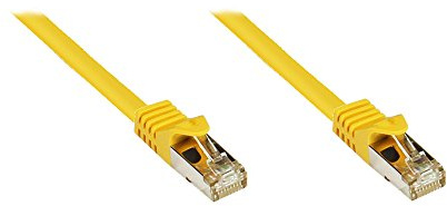 Good Connections RJ45 Ethernet LAN Patchkabel mit Cat. 7 Rohkabel und Rastnasenschutz RNS, S/FTP, PiMF, halogenfrei, 500MHz, OFC, 10-Gigabit-fähig (10/100/1000/10000-Base-T Ethernet Netzwerke) - z.B. für Patchpanel, Switch, Router, Modem - gelb, 30 m