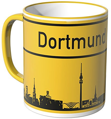 WANDKINGS® Tasse, Skyline Dortmund - GELB