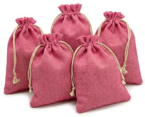 Ganzoo 24er Set Jutesäckchen zur Selbstbefüllung als Adventskalender-Beutel, Magenta, 18,5 x 14,5 cm, 100% Jute, Handwäsche geeignet, Kordelzug-Verschluss, wiederverwendbar als Geschenkverpackung