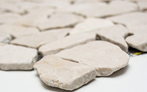Mosaik-Netzwerk Mosaik Fliese, Bruch/Ciot, Uni, Hellbeige, Naturstein, 15-69x8 mm, 60 x 100 mm, 1 Handmuster ca. 6x10 cm, Verkleben