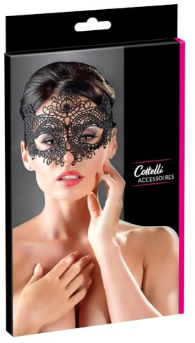 Cottelli Collection Maske bestickt mit Spitze schwarz