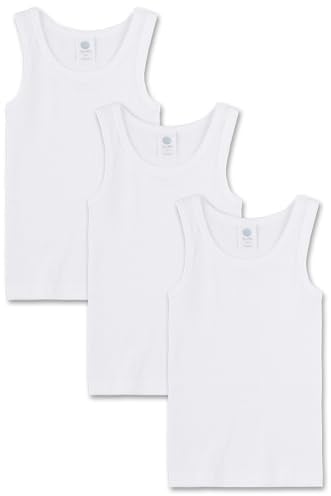 Sanetta Jungen-Unterhemd (Dreierpack) weiß Jungen-Schlafanzug lang blau Baumwolle | Gemütlicher Kinderpyjama Inhalt: 3er Set Unterwäsche für Jungen