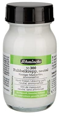 Schmincke - Rubbelkrepp neutral, 100 ml, 50 300 055, transparente Maskierflüssigkeit zum Abdecken von Bildstellen auf Aquarellpapier, glattem Zeichenkarton, ammoniakfrei, Glasfläschchen