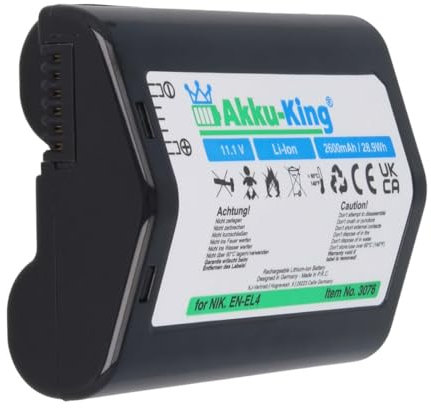 Akku-King Akku kompatibel mit Nikon EN-EL4, EN-EL4a, EN-EL4e - Li-Ion 2600mAh - für D2H, D2HS, D2X, D2Xs, D3, D3S, D3X, F6