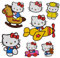 alles-meine.de GmbH 7 TLG. Set 3-D Effekt Wandtattoo/XL Sticker aus Pappe - Katze - Hello Kitty mit Flugzeug & Freunden - selbstklebend & wiederverwendbar - Aufkleber Kar..