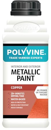 Polyvine Metallic Paint – Acrylic Metallic Heat Resistant Paint No Primer or Topcoat Needed - Water & UV Resistant Decorative Paint for Ceramics, Furniture, Ornaments, Interior Walls, Metalwork & More
