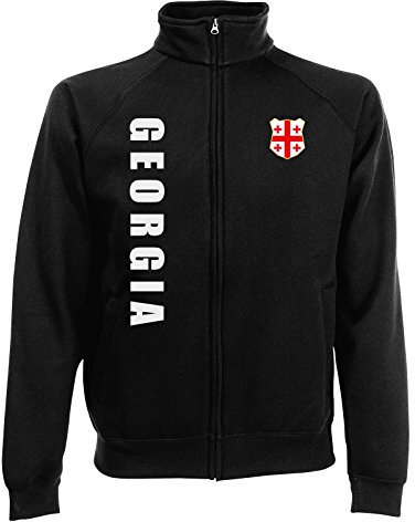 AkyTEX Georgien Georgia EM-2020 Sweatjacke Wunschname Wunschnummer Schwarz XL