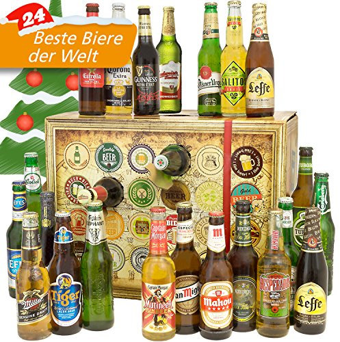 Bier Adventskalender Welt + Ein tolles Geschenk für Männer + Adventskalender 2024 2025 + mit 24 Biersorten in FLASCHEN + Bierkalender Adventskalender Alkohol + Weihnachtskalender mit Bier