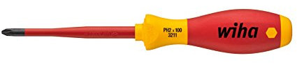 Wiha Schraubendreher SoftFinish® electric slimFix Phillips (35393) PH1 x 80 mm für tiefliegende Schrauben, ergonomischer Griff für kraftvolles Drehen, Allrounder für Elektriker, VDE-geprüft, stückgeprüft
