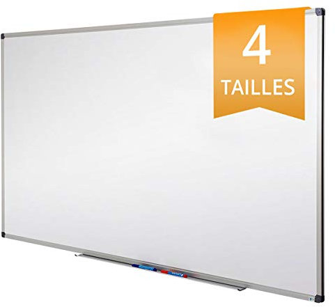 Tableau Blanc mural cadre en aluminium,Tableau blanc Surface laquée anti-rayure Magnétique,tableau velleda mural effaçable,inclus Porte-marqueurs et kit de fixation, Office Marshal PRO 60x45cm