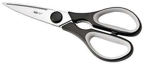 Silit Varieta Küchenschere 21 cm, Haushaltsschere mit Sägeschliff, Schere Küche, Edelstahl, Softgriff, Universalschere mit Flaschenöffner