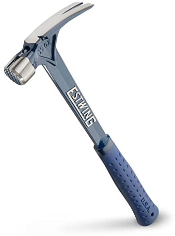 Estwing Ultra Series Hammer – Rip Claw Framer mit gefrästem Gesicht und stoßreduzierendem Griff, E6-15SM, 425 g, Blau