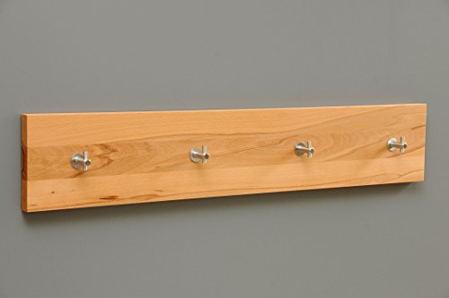 Holz-Projekt-Summer Wandgarderobe Flurgarderobe Holzgarderobe Kleiderhakenleiste Hakenleiste Garderobenbrett Garderobenleiste Massivholz Kernbuche inklusive Haken (60cm x 18cm x 25mm, Kernbuche)