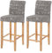 Mendler 2er-Set Barhocker HWC-C33, Barstuhl Tresenhocker, Holz - Schriftzug, grau, helle Beine, Stoff/Textil