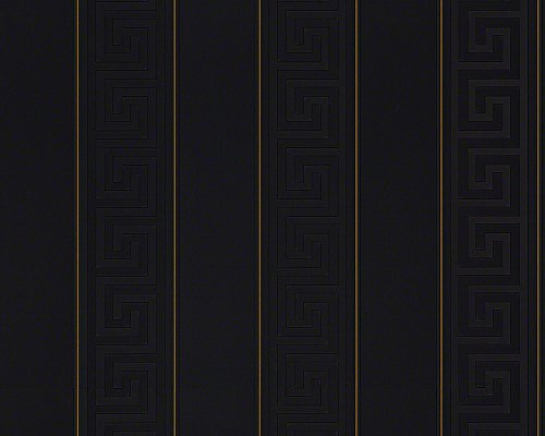 VERSACE WALLPAPER Vliestapete Greek Luxustapete geometrisch grafisch 10,05 m x 0,70 m metallic schwarz Hergestellt in Deutschland 935244 93524-4