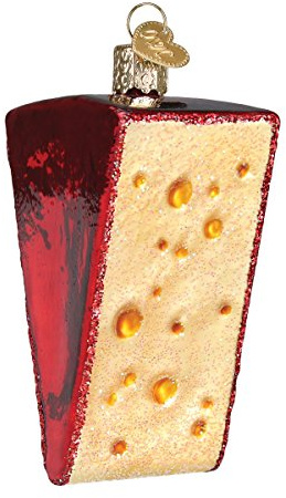 Old World Christmas Cheese Wedge Glass Blown Ornament for Christmas Tree, Handcrafted Holiday Decoration, Food Collection