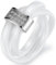 JewelryWe Schmuck 3mm Breite Schwarz Keramik Damen-Ring mit Silber Edelstahl Trizyklische Verlobungsring Hochzeit Band Größe 59