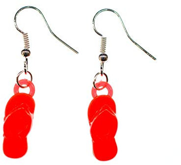 Miniblings Badelatschen Ohrringe Zehentrenner Latschen Sandale Schuh Urlaub rot - Handmade Modeschmuck I Ohrhänger Ohrschmuck versilbert