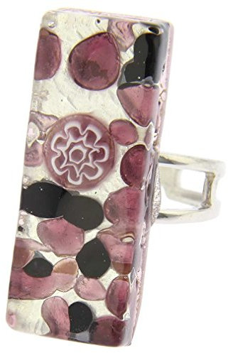 Glass Of Venice Bague Rectangulaire Reflets Vénitiens - Argent Violet