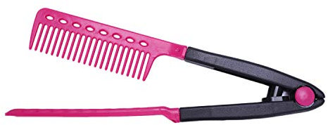 Peine en forma de V - TOOGOO(R)Peine de diseno en forma de V plegable para planchar el pelo de DIY de salon de pelo de belleza de color negro rojo rosado