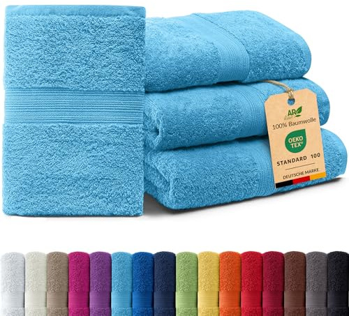 AR Line Arizona 4er Set Handtücher 50x100 cm – 100% Baumwolle, 500 g/m², weich & saugstark in Farbe: Türkis