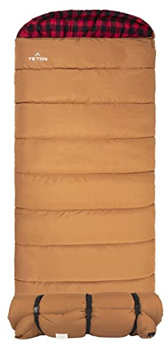 Teton 0F Degree Deer Hunter Sleeping Bag. Warm and Comfortable Camping Sleeping Bags, Teton Tough Canvas Shell for Camping, Hunting, and Cold Weather, Brown