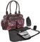6 TEILE Set: ALESSANDRO Wickeltasche FLEUR Babywickeltasche + Wickelmatte + Windeltasche + Wäschesack + Flaschentasche + Wagen Fix // Paisley VIOLETT BR 5