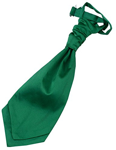 DQT Boys Plain Satin Pre-Tied Scrunchie Cravat - Wedding Pageboy Formal - Emerald Green